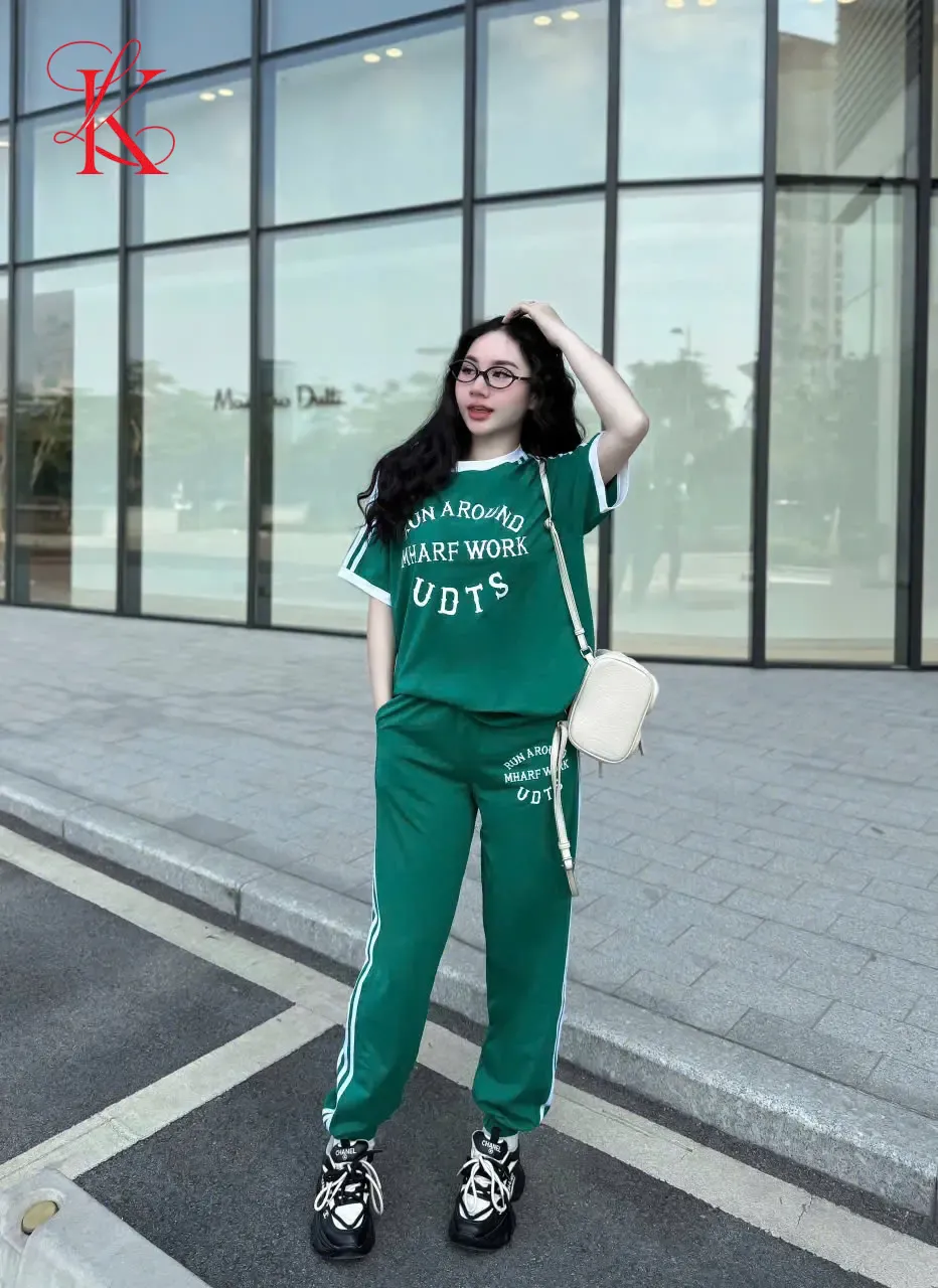 SET DÀI THUN COTTON DÁNG THỂ THAO IN CHỮ UDS KHÁNH LA